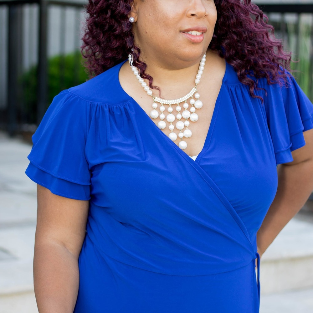 Royal blue wrap around dress